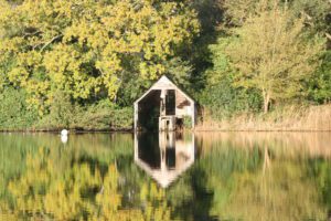 Boathouse reflection 2