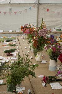 Photo of Flowers and Vegetables entered into the Flower Show